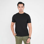 Feelizy Black PRIME Tee - Rib Cotton Breathable T-Shirt