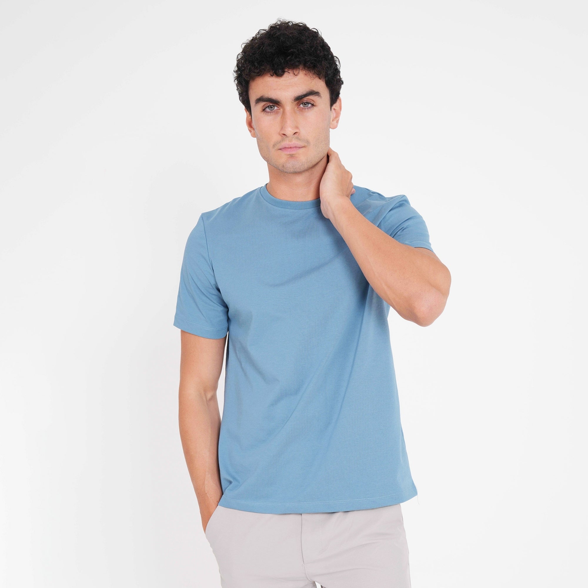 Feelizy Blue PRIME Tee - Rib Cotton Breathable T-Shirt
