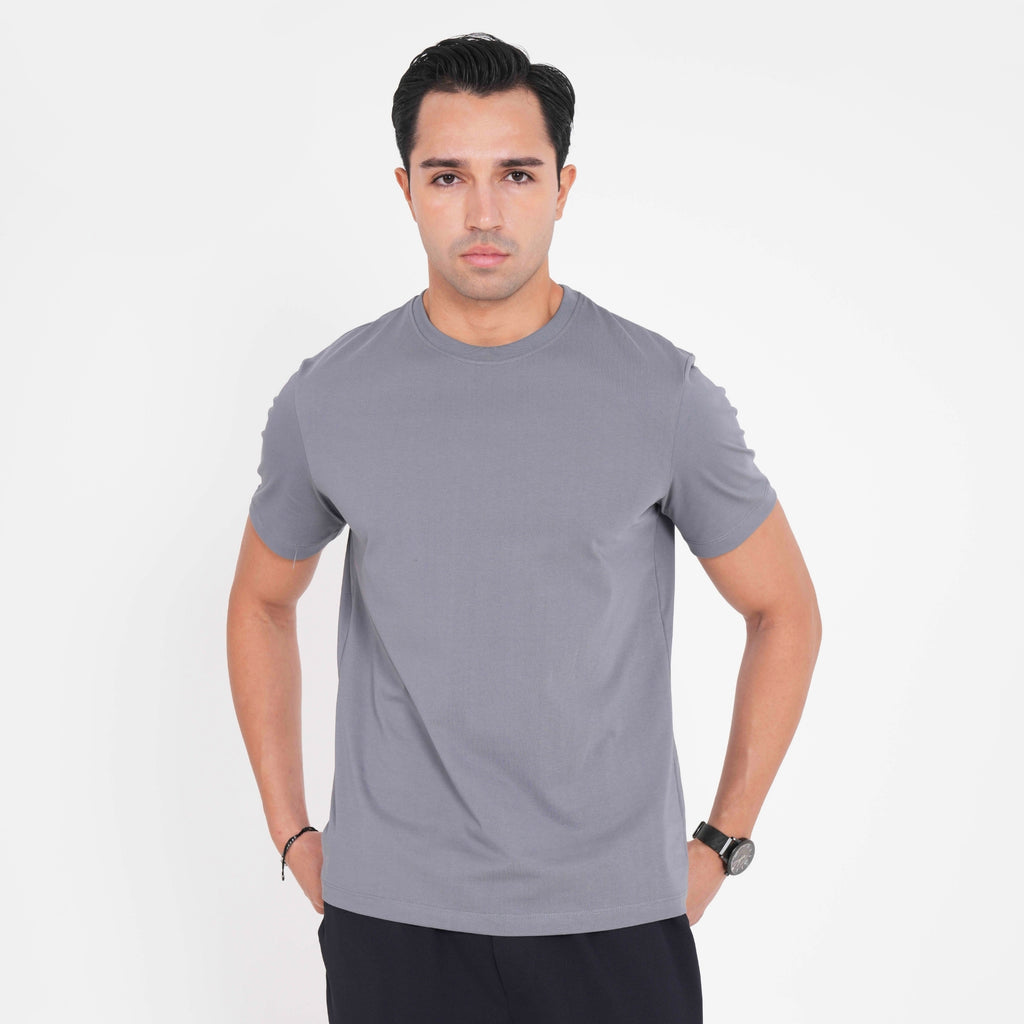Feelizy Grey PRIME Tee - Rib Cotton Breathable T-Shirt