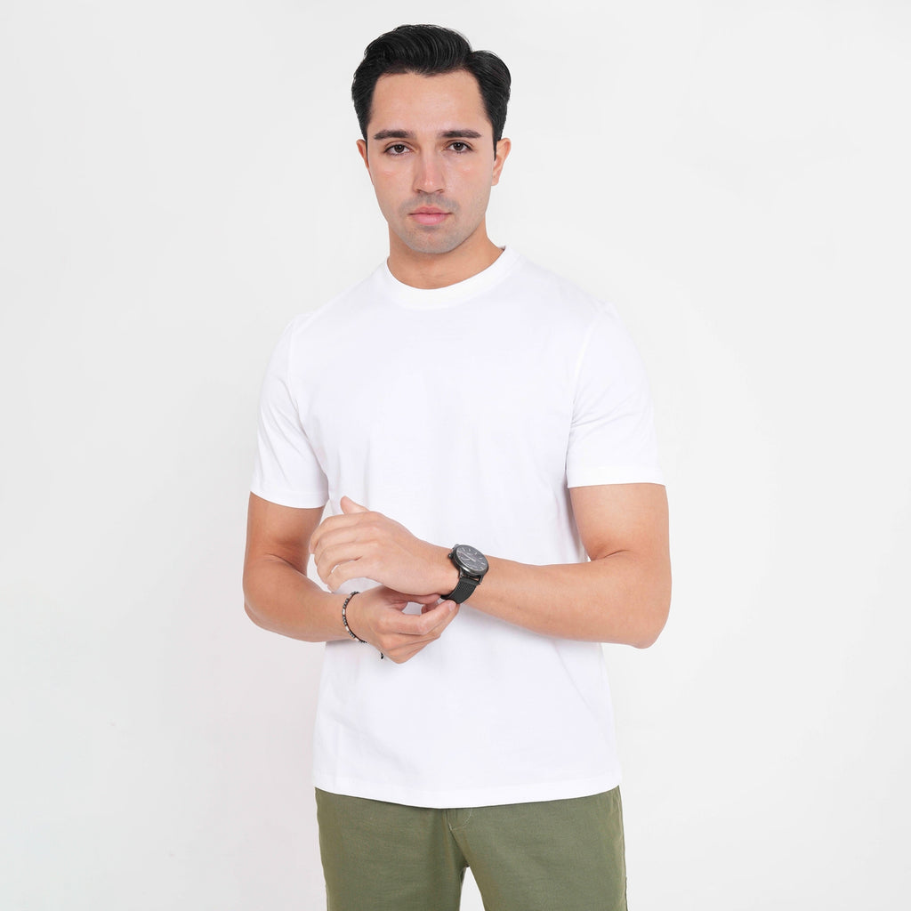 Feelizy White PRIME Tee - Rib Cotton Breathable T-Shirt