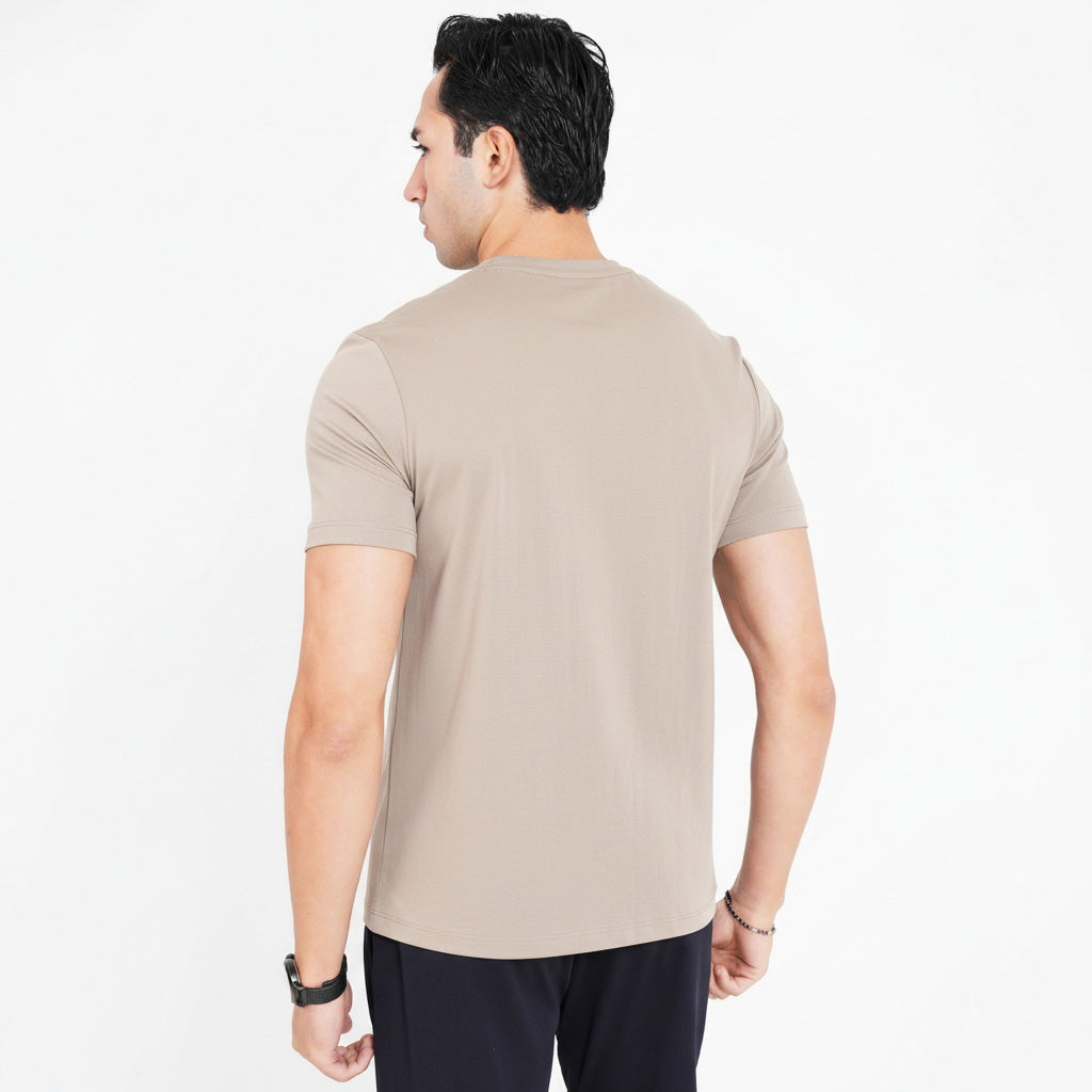 Feelizy Beige PRIME Tee - Rib Cotton Breathable T-Shirt
