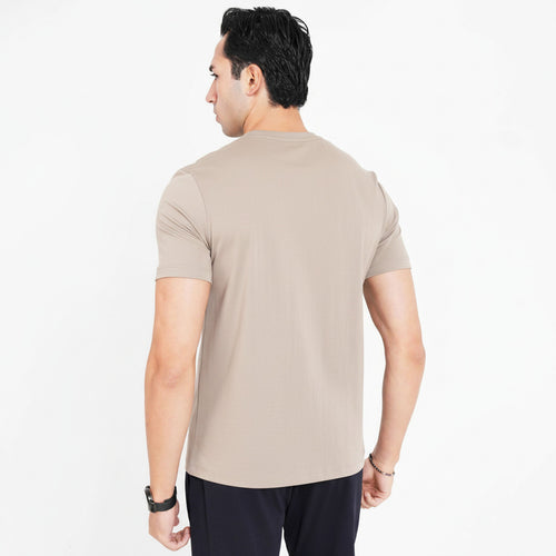 Feelizy Beige PRIME Tee - Rib Cotton Breathable T-Shirt