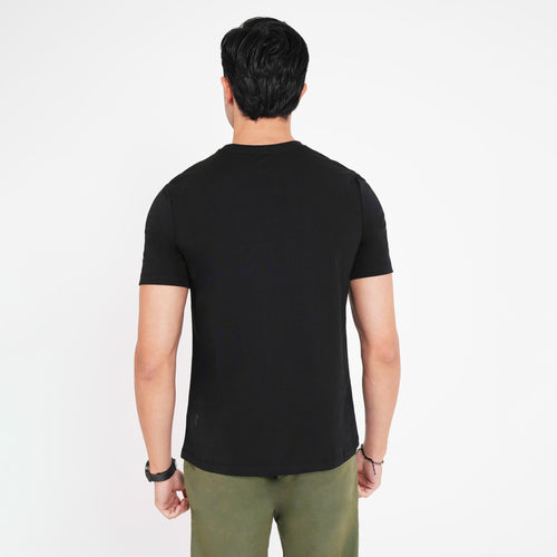 Feelizy Black PRIME Tee - Rib Cotton Breathable T-Shirt