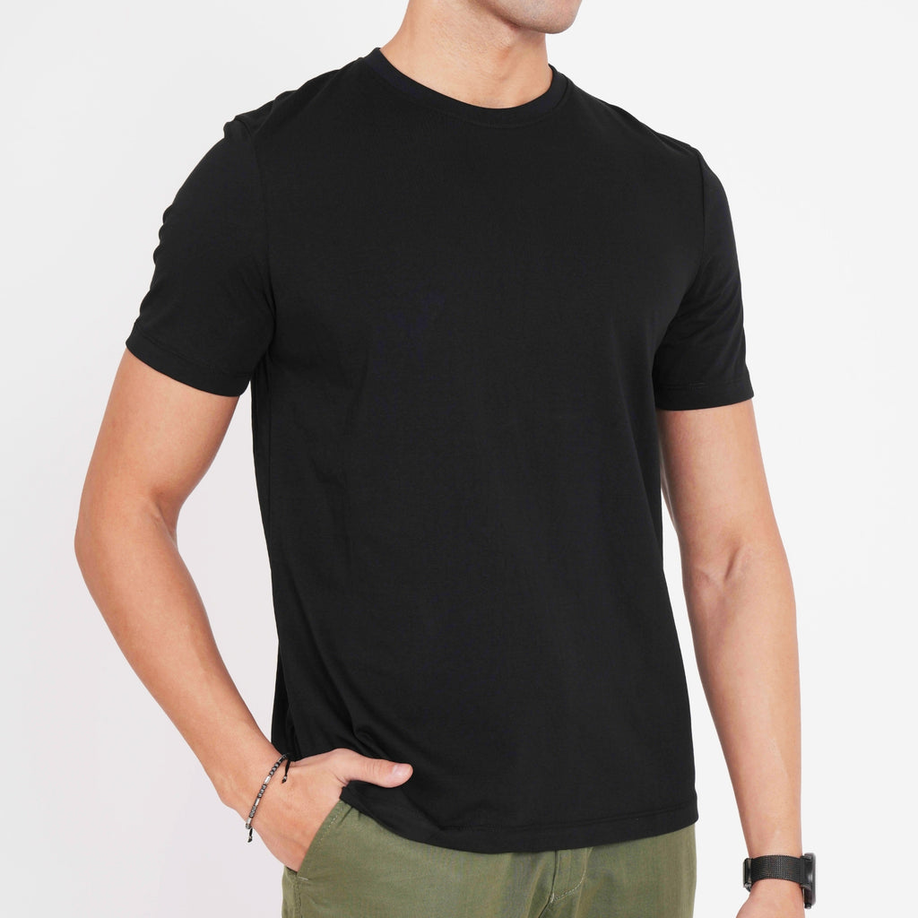 Feelizy Black PRIME Tee - Rib Cotton Breathable T-Shirt