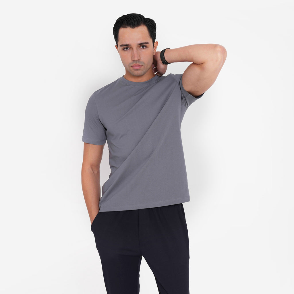 Feelizy Grey PRIME Tee - Rib Cotton Breathable T-Shirt