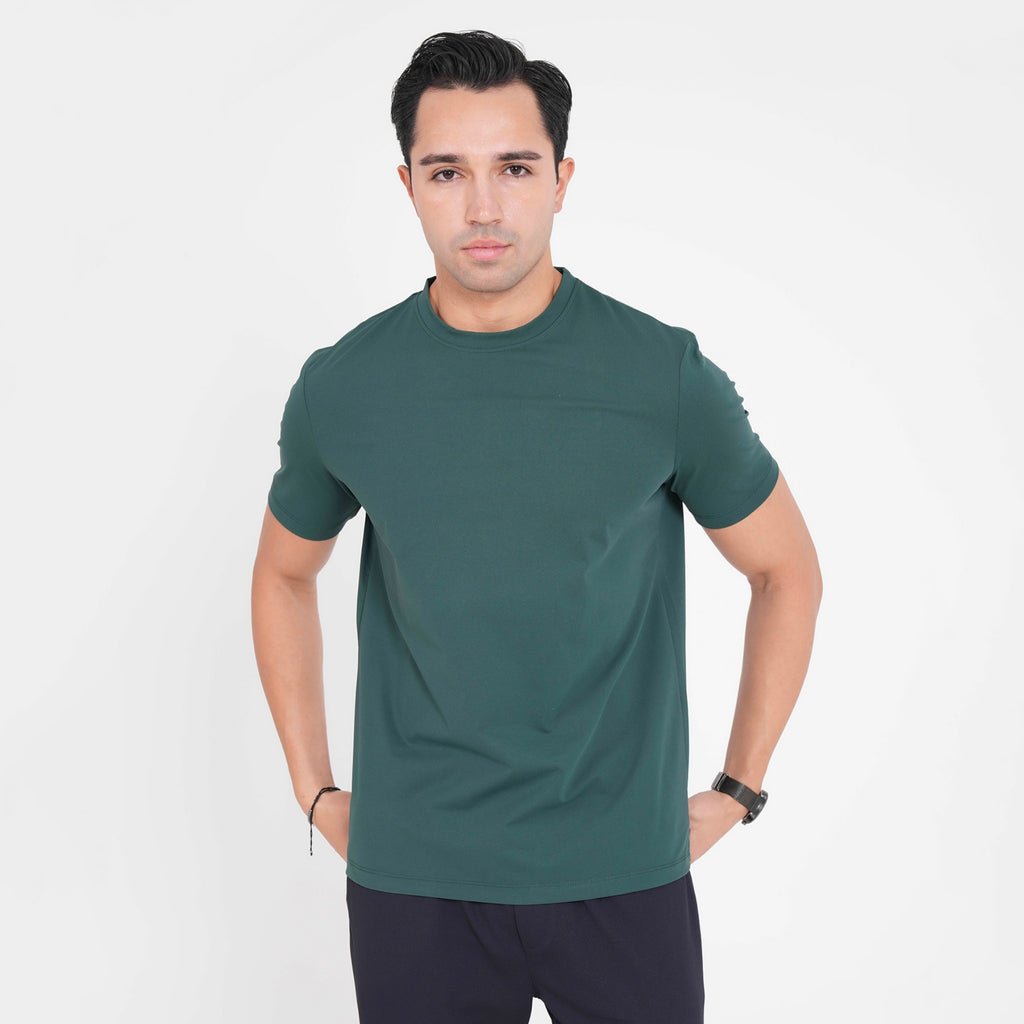 Feelizy Bottle Green CLOUD Tee - Lightweight Cotton Blend T-Shirt