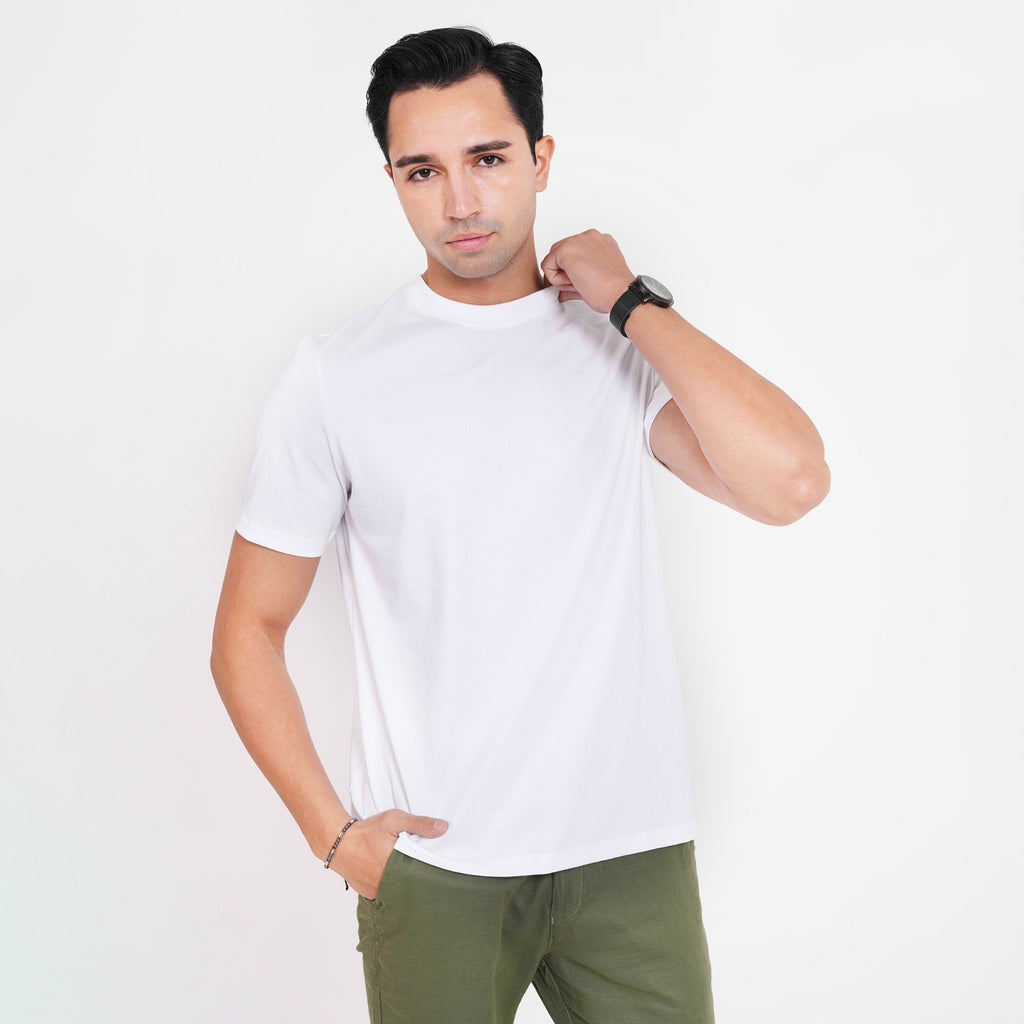 Feelizy White PRIME Tee - Rib Cotton Breathable T-Shirt