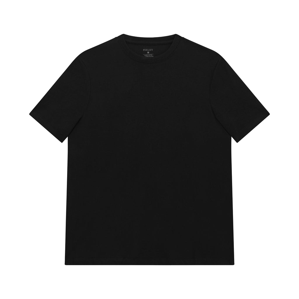 Feelizy Black PRIME Tee - Rib Cotton Breathable T-Shirt