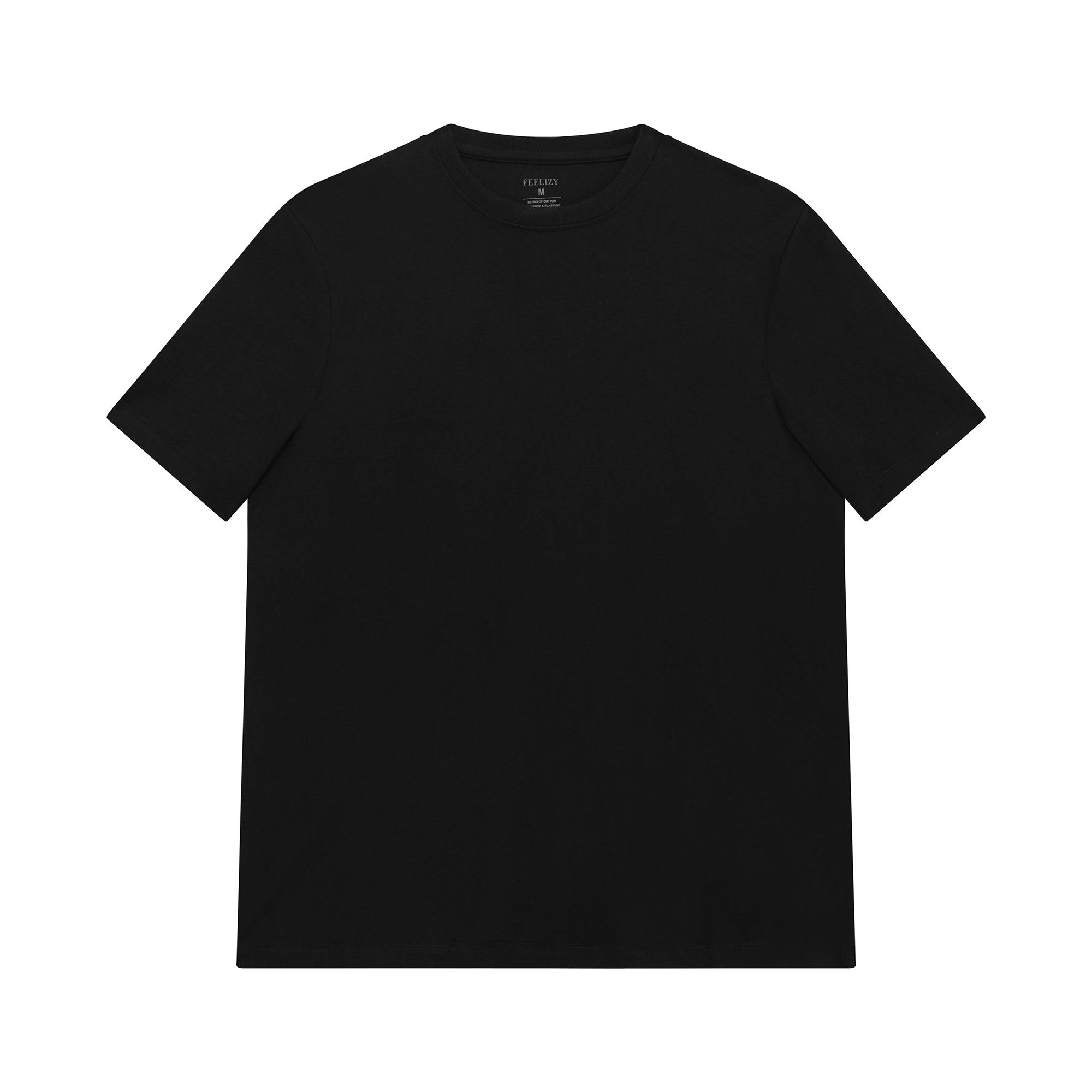 Feelizy Black PRIME Tee - Rib Cotton Breathable T-Shirt
