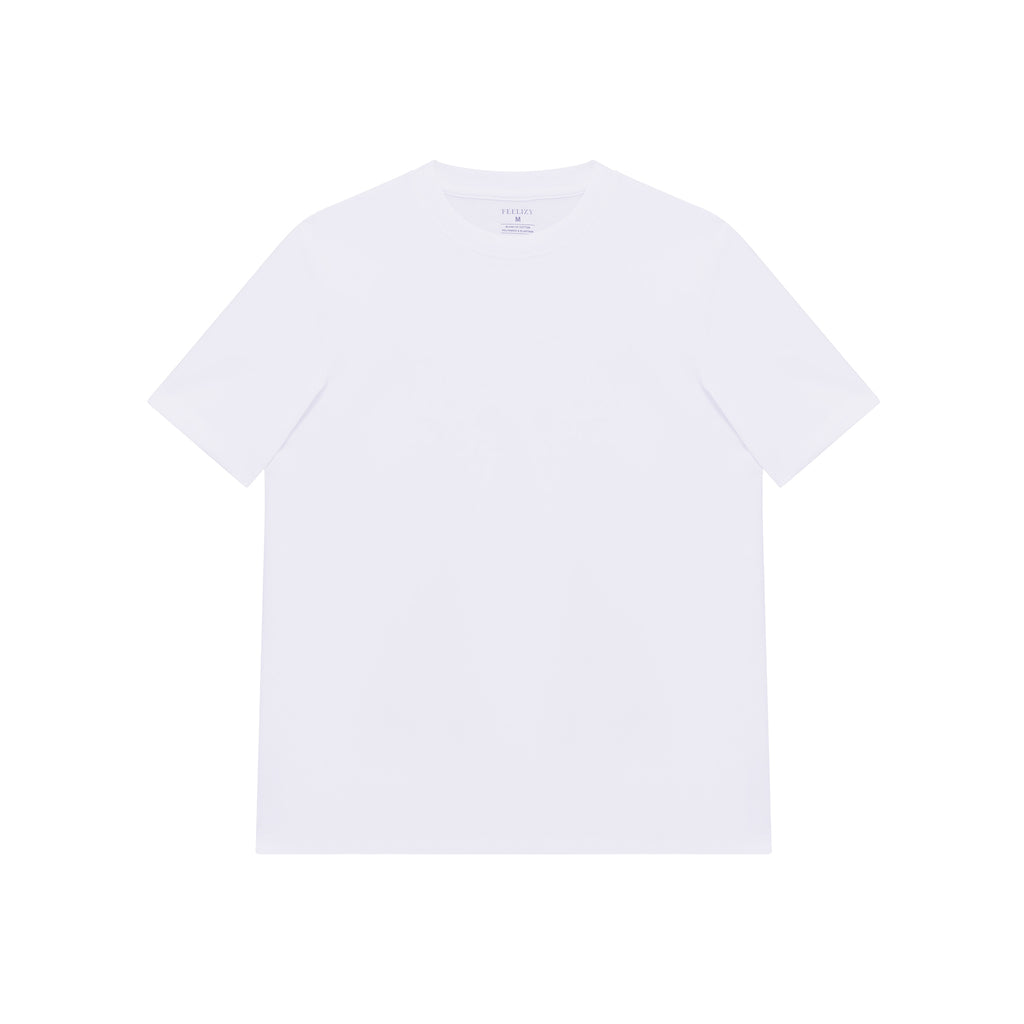 Feelizy White PRIME Tee - Rib Cotton Breathable T-Shirt