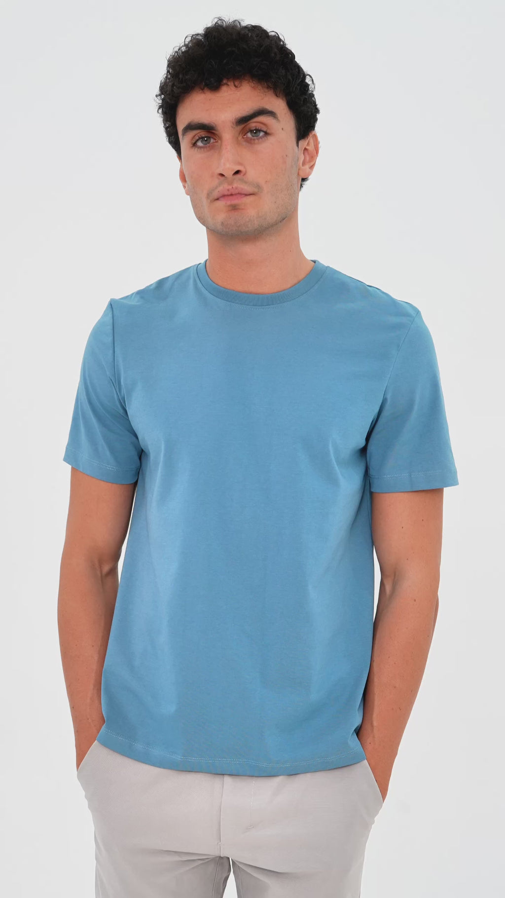 Feelizy Blue PRIME Tee - Rib Cotton Breathable T-Shirt