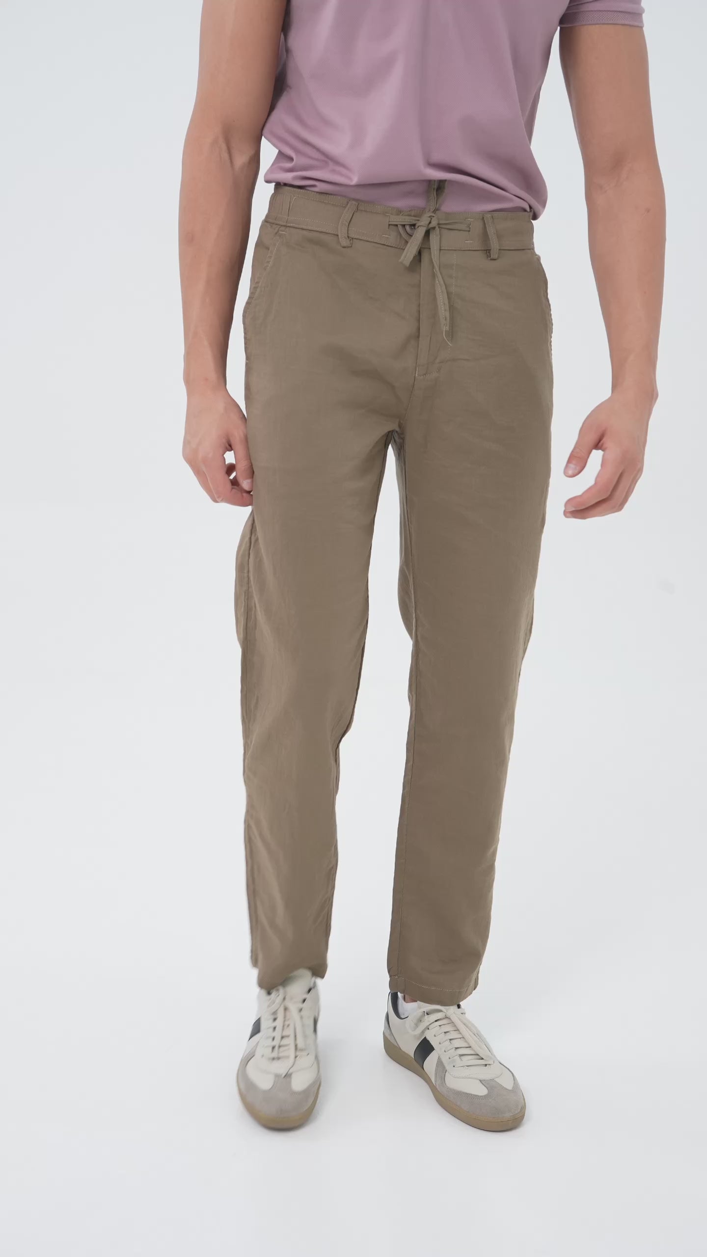 Feelizy Khaki FLOW Linen Travel Pant - Lightweight Travel Pants